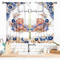Bear Curtains for Kids Room, Baby Boys Girls Cute Lovely Bear Watercolor Floral Blue Window Drapery Treatments for Living Room Bedroom Nursey Toddler Classroom 2 Panels, 55x39 Inch
