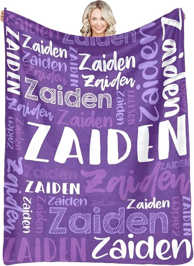 Dr.TOUGH Personalized Blankets with Name Customized Baby Blankets for Girls Boys Adults Monogrammed Blankets and Throws Christmas Birthday Mothers Fathers Valentines Day Gift (Purple, 40''×50'')