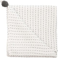 Crane Baby White and Black Stitched Stripe Blanket, Soft Cotton Nursery and Stroller Blanket, 100% Cotton, 36" x 36"