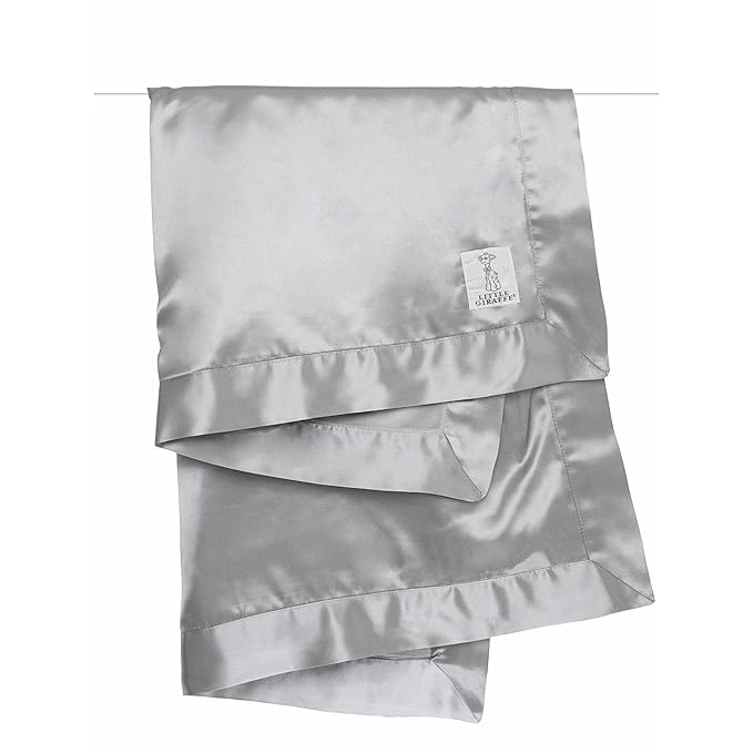 Little Giraffe Baby Blanket - Velvet Soft Blanket with Satin Trim - Baby Stroller Blanket - Newborn Baby Essentials & Baby Gifts - 29x35" - Silver