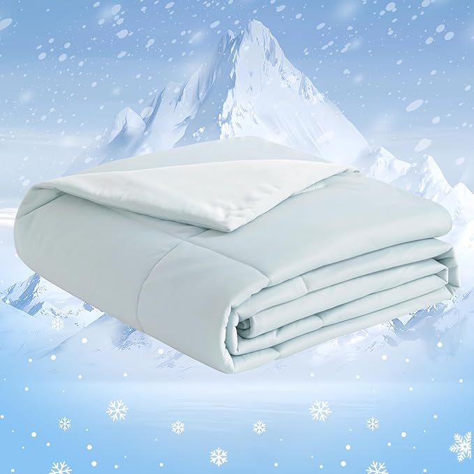 NTBAY Cooling Blanket Queen, 90x90 Inches - Lightweight Summer Bed Blanket for Hot Sleepers, Japanese Double-Sided Q-Max 0.45 Cooling Fabric, Aqua