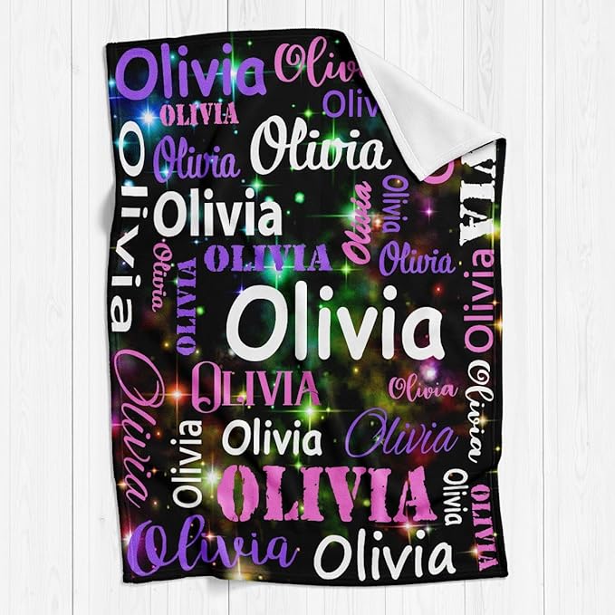 Gudina Personalized Name Blankets and Throws, Customized Name Blanket for Kids, Personalized Christmas Blanket Gifts for Women Men
