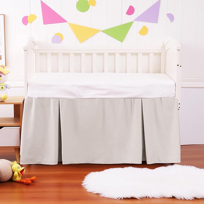 Crib Bed Skirt Dust Ruffle 100% Cotton - Natural, Soft, Breathable for Baby's Delicate Skin, Nursery Toddler Crib Bed Skirt for Baby Boys Girls, Fits Standard Cribs 28" x 52" with 14" Drop