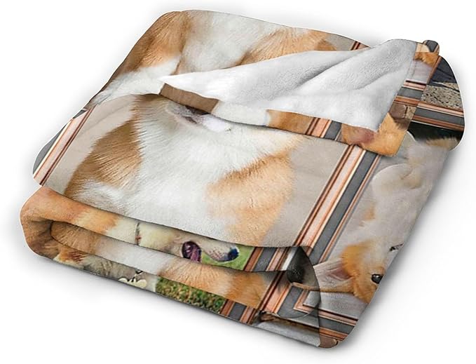 Corgi Dog Throw Blanket - Soft, Warm & Cozy Fleece for Couch, Sofa & Bed - 80"x60" - Perfect for Girls, Women, Kids & Adults
