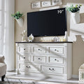 Farmhouse 8 Drawers Dresser for Bedroom, 61" Wide Large Dressers & Chests of Drawers w/Roman Column, Storage Dressers Organizer for Bedroom, Hallway, Living Room, White