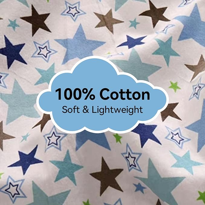 Kids Throw Blanket – Soft Cotton Toddler Blanket with Blue & Gray Stars Pattern, Breathable Lightweight Bed Throw with Stitched Edges, 40 x 60 in (101.6 x 152.4 cm)