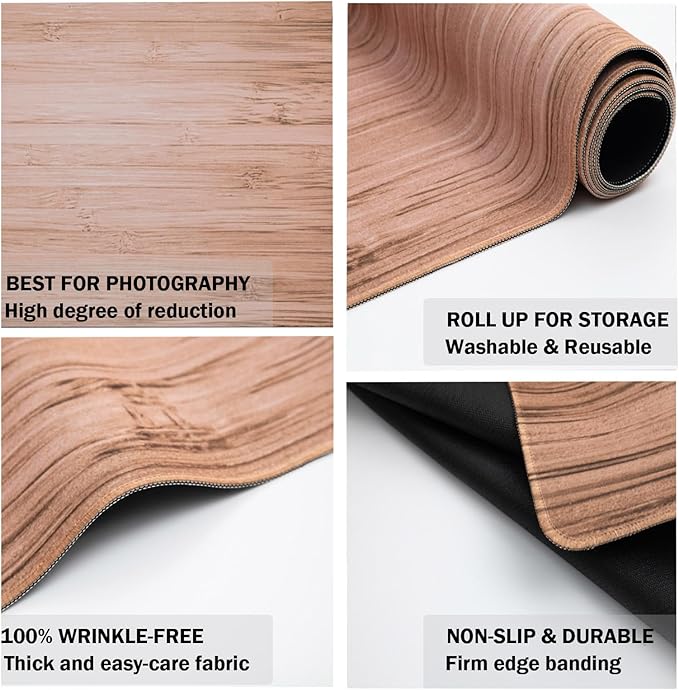 Kate Photography Floor Mats Light Brown Wood Flooring Backdrop Newborn Photography Props Wooden Rubber Mat for Professional Photographers Studio 5x4ft