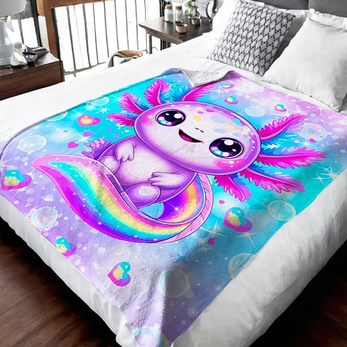 Girls Blanket Throw for Toddler Kids, 30x40 Inches Lightweight Soft Cute Rainbow Animal Throw Blankets for Sofa Couch Bed Daughter Birthday Gift