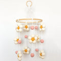 Daisy Mobile for Crib Boho Baby Crib Mobile for Girls Pink Felt Flower Baby Mobile for Crib
