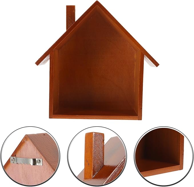 Creative Bedroom Wall-Mounted Storage Shelf House-Shaped Hanging Rack Decorative Wooden Shelf for Household Items and Small Item Organization
