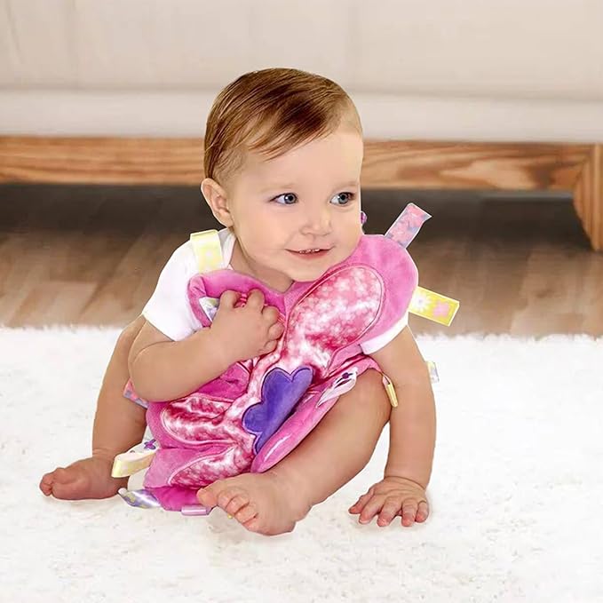 Inchant Taggy Soothing Security Blanket Plum Blossom Baby Velvet Comforter - Pink