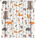 Forest Animal Curtains for Kids, Cartoon Safari Woodland Animals Window Treatments Cute Wild Jungle Bear Fox Deer Bear Window Drapes for Girls Boys Nursery Toddler Bedroom 63x63in