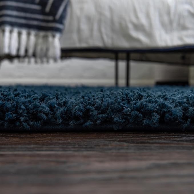 Unique Loom Solid Shag Collection Area Rug (8' Octagon, Sapphire Blue/ Navy Blue)