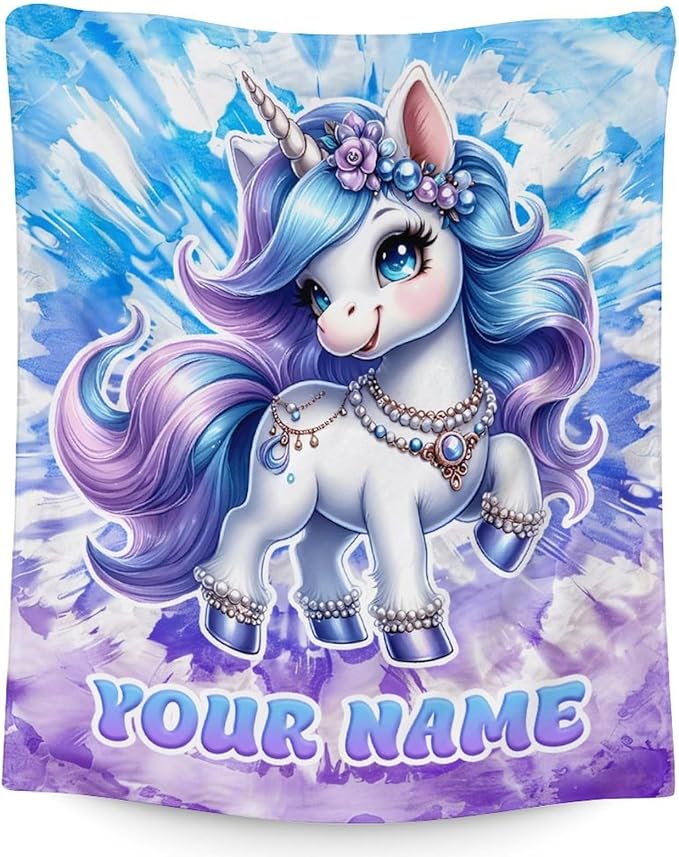 Custom Unicorn Blanket for Adults - Cute Girls Throw for Unicorn Lovers - Women Blanket Gifts Stuff for Sofa, Couch & Office