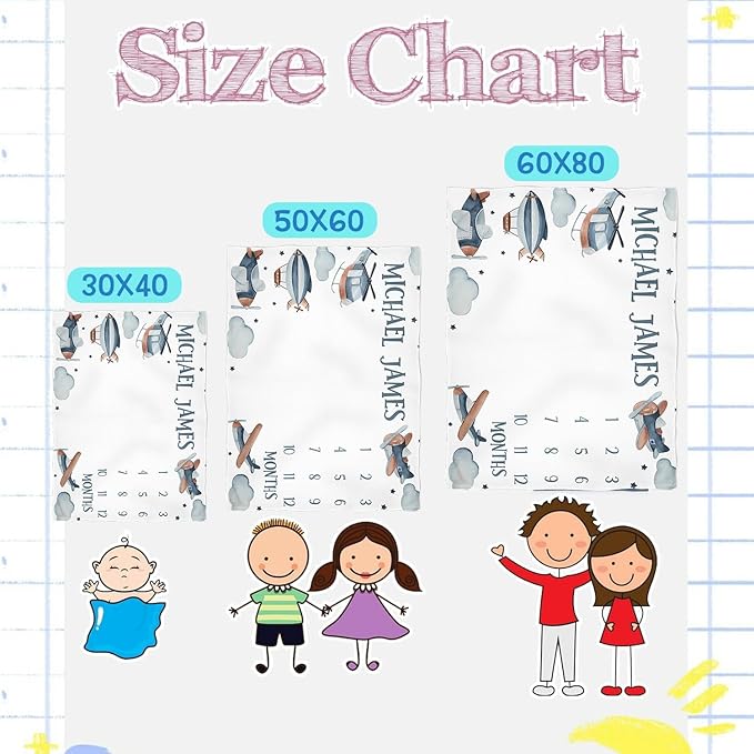 OLIVE OLIVIA Personalized Gifts for Baby with Customized Name,Baby Monthly Milestone Blanket Girl Boy,Baby Growth Chart Blanket,Perfect Custom Pentagram Frame,60''x80''