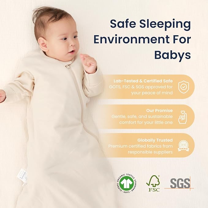 Unisex Sleeping Bag for Babies and Toddlers 1.0 Tog Sleep Sack 6-18 Months, Newborn Sleep Sack, Wearable Blanket Baby, One Piece Long Sleeves, Gifts for Baby