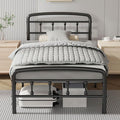 Metal Twin Bed Frames,1500 Lbs Heavy Duty Bed Frames with Headboard,Noise-Free Design & 12" Underbed Storage,No Box Spring Needed/Tool-Free Assembly