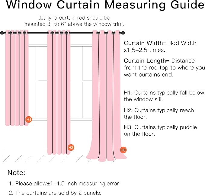 XiDi Pink Curtains for Girls Nursery Room 90 Inches Long Blackout Double Layer Curtains with Sheer Overlay for Kids Toddler Princess Bedroom Living Room Darkening Grommet Window Drapes W34 X L90