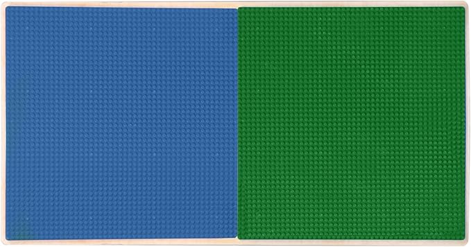 Contender Time-2-Play 30.75" Rectangular Blue & Green Lego Blocks Compatible Play Table with 20" Long Legs, Natural Finish Birch Children Activity Play Desk [Greenguard Gold Certified]
