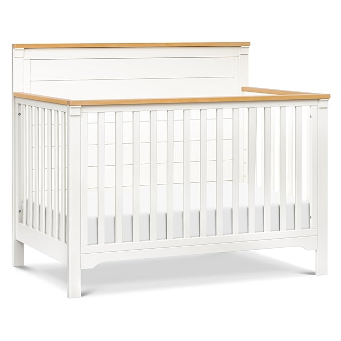 DaVinci Shea 4-in-1 Convertible Crib in Warm White and Honey, GREENGUARD Gold and FSC® Certified