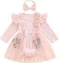 Giraropa Baby Girl Fall Winter Clothes Long Sleeve Romper Dress + Socks + Headband Newborn Infant Cute Casual Outfits