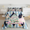 jejeloiu Christmas Nutcracker Comforter Set Full Size Gingerbread Man Bedding Set for Kids Boys Girls Xmas Tree Duvet Quilt Dark Blue Bedroom Decor