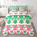 Feelyou Christmas Tree Bedding Set for Kids Boys Girls Cute Cartoon Gingerbread Man Bed in a Bag Snowman Bedding Set Decor Kawaii Xmas Theme Bed Set 7Pcs King Size