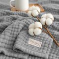 Goqan Muslin Blanket King Size 90x108 – 100% Cotton 4 Layer Boho Muslin Blanket for Adults, Lightweight, Soft, Breathable for Bed, Couch - Light Grey