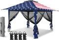 EAGLE PEAK 13x13 Pop Up Gazebo with Mesh Netting, Easy Up Screened Canopy for Patio and Backyard, Easy Set up Outdoor Gazebo (American Flag)