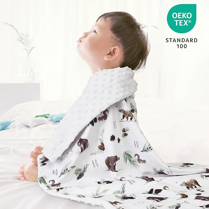 david's kids Micro Fleece Minky Baby Blanket for Boys Girls with Double Layer and Soothing Raised Dots, Breathable and Soft Lightweight Receiving Blanket for Newborns, 50x60 Inches, Animals