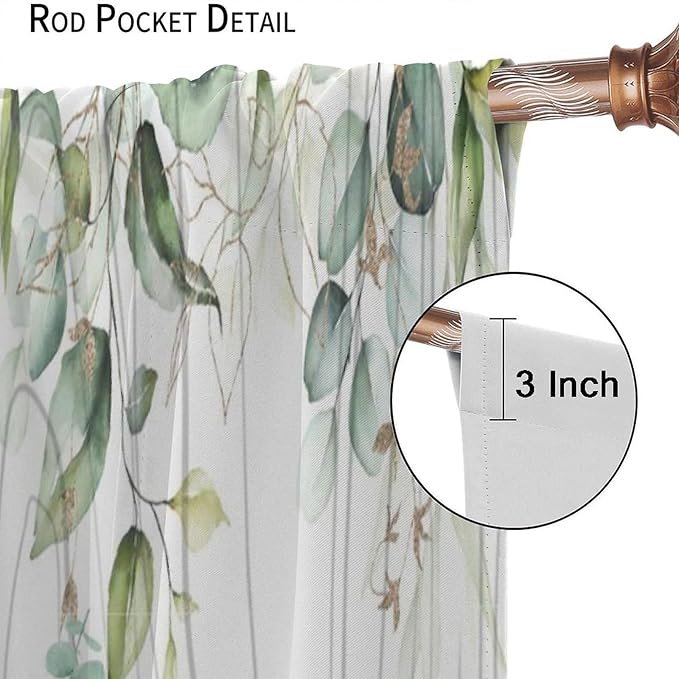 YCness Forest Animal Curtains, Watercolor Wild Animal Bear Fox Deer Kids Window Treatments for Living Room Bedroom, Green Woodland Tree Kids Drapes 2 Panel Sets,84x84 Inch