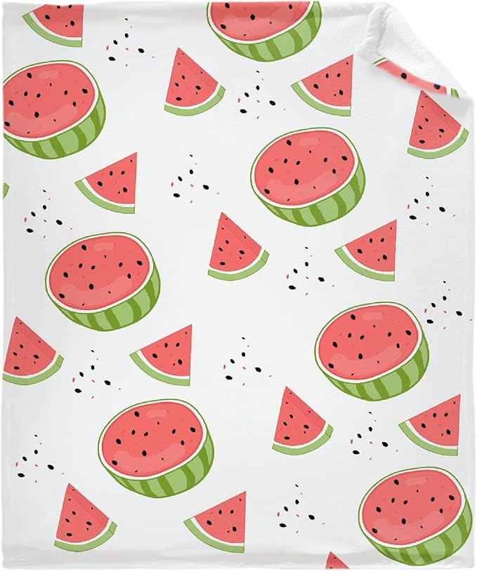 Thuswarm Watercolor Watermelon Fruit Print Flannel Throw Blanket Warm Cozy Soft Funny Print Blankets for Bed Couch Sofa Room Decoration Gifts 40”×30” XSmall for Pets