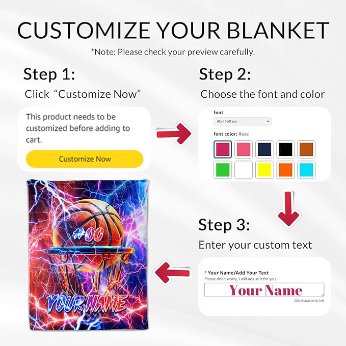 Custom Boys Blanket Gifts Basketball Blankets for Toddler, Kids - Warm Lightweight Flannel Sport Throws Stuff for Couch, Office & Travel