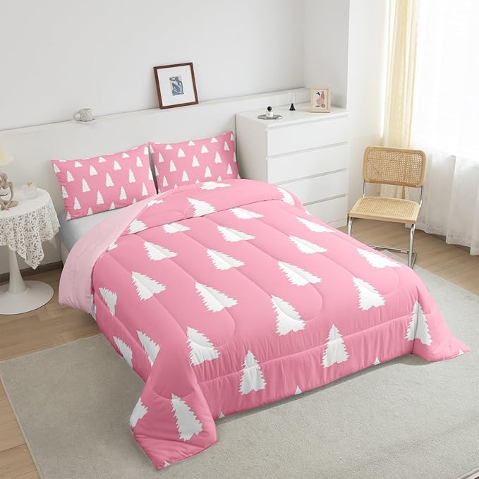 Feelyou Christmas Trees Bedding Set for Kids Boys Girls Toddler Size Holiday Decor Comforter Set Ultra Soft Winter Comforter Xmas Duvet Quilt Bedroom Decor Christmas Decorations Quilt