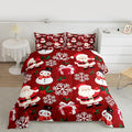 jejeloiu Merry Christmas Comforter Set King Size Xmas Santa Claus Bedding Set for Kids Boys Girls Cute Snowman Duvet Quilt Red Bedroom Decor