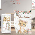 Yellow Lion Theme Personalized Crib Bedding Set - 2 Piece Custom Name Crib Set with Blanket and Crib Sheet for Infant, Crib Set for Newborns Infant, Soft and Cozy
