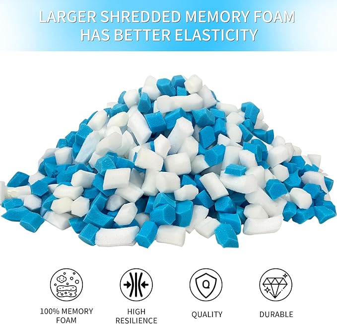 45LBS Shredded Memory Foam Filling Bean Bag Filler, Added Gel Particles Comfortable and Soft,Very Suitable for Filling Bean Bags, Pillows,Dog beds, Couch Cushion