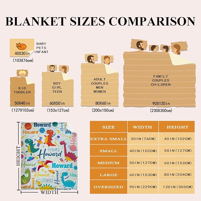 Dinosaur Lover Personalized Blanket with Custom Baby Dinosaur Custom Name Flannel Blanket Soft Throw Meaningful Gift for Toddlers Girls Boys Kids Pets 40 * 30" XS for Toddler