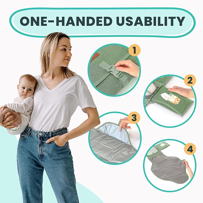 Portable Changing Pad for Baby, Travel Diaper Changing Pad for Newborn, Large Waterproof Baby Changing Mat, Foldable & Detachable Diaper Changing Station with Baby Wipes Pockets, Baby Stuff by Pillani