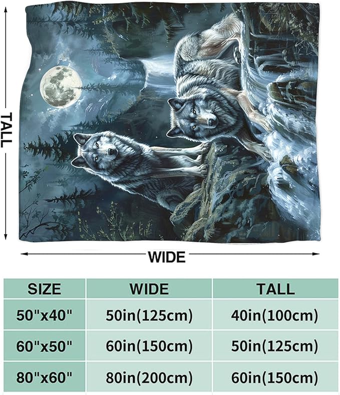 Tijuboni Wolf Throw Blanket Wolf Gifts for Girls Boys Women Men Kids Adults Soft Flannel Fleece Blanket for Couch Sofa Bed Home Decor 60"x80"