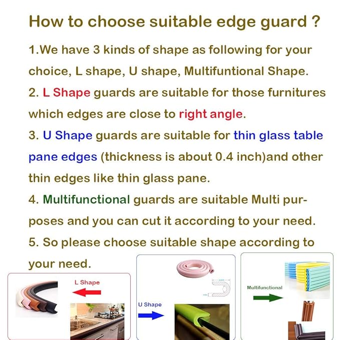 M2cbridge U Shape Extra Thick Furniture Table Edge Protectors Foam Baby Safety Bumper Guard 6.5 Ft (Grey)