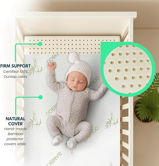 ORGANIC TEXTILES Organic Baby Mattress Topper with Rayon Derived Bamboo Removable Cover - GOLS/GOTS Certified - Breathable - 3" Mini Sleeper (31"x18")
