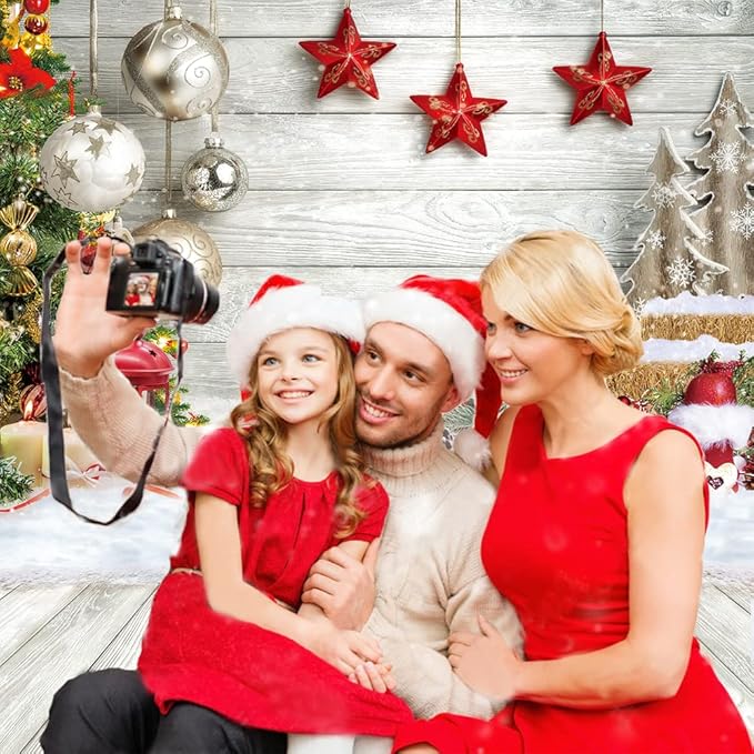 CYLYH 8x10ft Christmas Backdrop for Photography Christmas White Wood Floor Photography Backdrop Winter Snow Wooden Floor Xmas Background Newborn Christmas New Year Party Banner Decorop