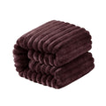 NTBAY Plush Flannel Twin Bed Blanket, 60X80 Inches Soft and Warm Lightweight Blanket with Striped Texture Bed Blanket for Couch Sofa Bed All Seasons, 60"x80", Brown
