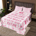Manfei Pink Bowknot Kids Bedspread Queen Size,Cherry Star Daisy Flowers Princess Coverlet Set,Girls Women Room Decor,Bow Tie Geometric Plaids Quilted Coverlet,Cute Dreamy Bedding Quilt,2 Pillowcases