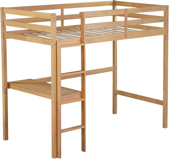 Bellemave Twin Loft Bed with Desk,Loft Bed for Kids, Boys, Girls,Wooden Loft Be Frame with Desk and Ladder, Natural