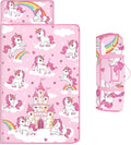 Toddler Nap Mat Kids Sleeping Bag 59"×24", Soft Slumber Bag with Removable Pillow and Blanket for Kids Girls Boys,Roll Up Sleeping Mat Thick for Camping,Daycare, Kindergarden