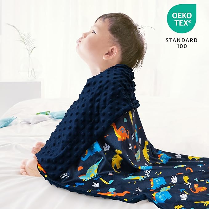 david's kids Micro Fleece Minky Baby Blanket for Boys with Double Layer and Soothing Raised Dots, Breathable and Soft Lightweight Receiving Blanket for Newborns, 50x60 Inches, Space