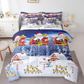 Feelyou Kids Christmas Bed in a Bag Xmas Santa Claus King Size Bed Set for Boys Girls Merry Christmas Warmth Comforter Set with Sheets Galaxy Blue Decor Bedding Set Bedroom Collection Boys