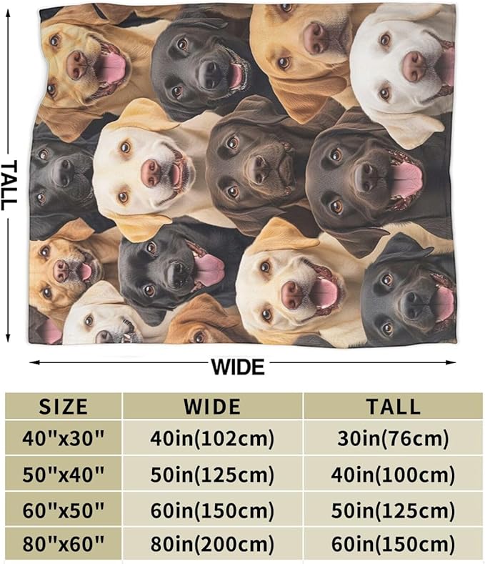 Labrador Blanket for Girls Boys Chocolate Retriever Throw Blankets Soft Cozy Warm Fuzzy Fleece Bedding Flannel Dog Throws Stuffed Animal Gifts for Labrador Lovers Kids Men Women Bedroom Decor 60"x50"
